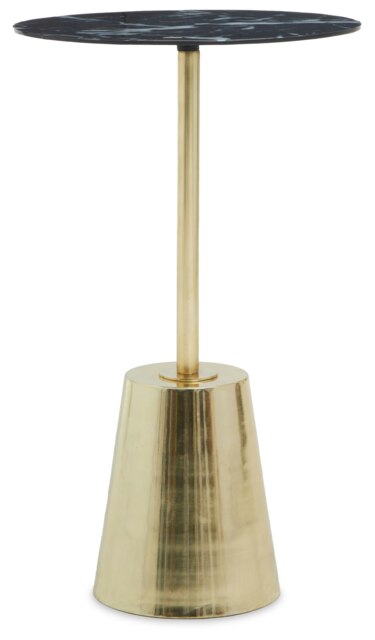 Avola Black Marble Effect Top Gold Base Side Table Gold