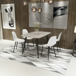 Aspen Grey Oak Effect 120cm Rectangular Dining Table with 4 Curve Plastic Chairs - Modern Dining Set White One Size 1