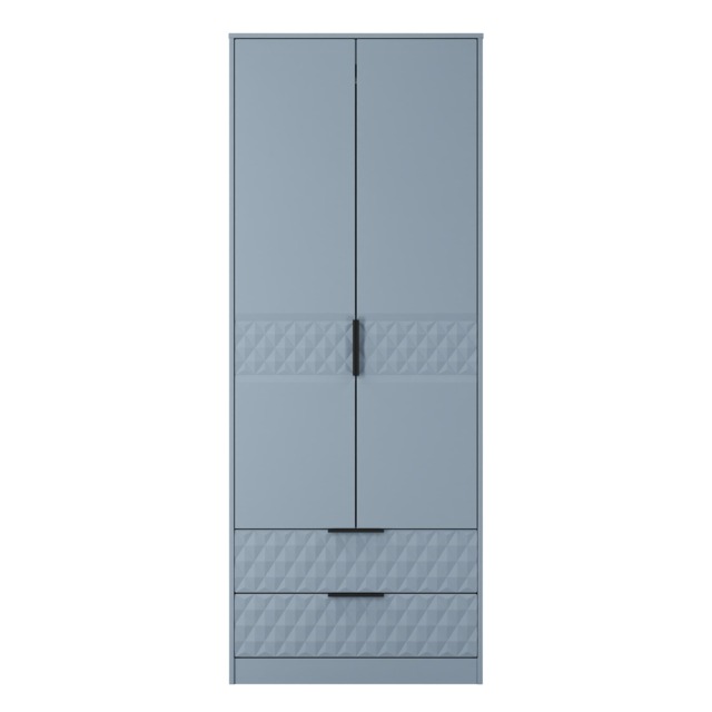 Islay Tall 2 Drawer Double Wardrobe in Denim Blue (Ready Assembled) Blue Denim Blue