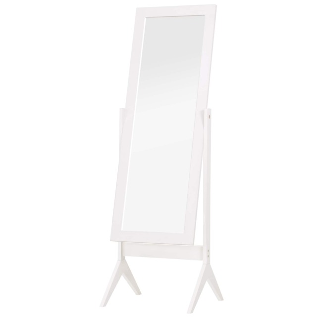 HOMCOM Freestanding Dressing Mirror 148x47cm Adjustable Angle White Frame Home