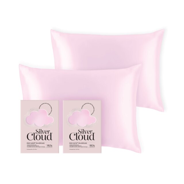 Silver Cloud Silver Ion Infused Satin Pillowcase Pink - Twinpack