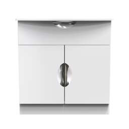 Holborn 1 Drawer 2 Door Sideboard in White Gloss & White Matt (Ready Assembled) White White Gloss & White Matt
