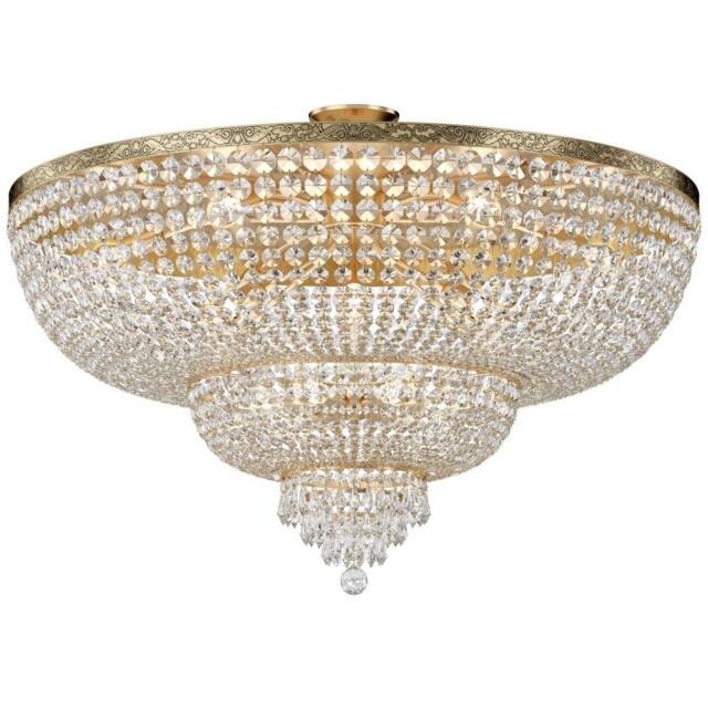 Palace Semi Flush Ceiling Gold Antique & Crystal, 18 Light, E27
