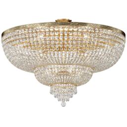 Palace Semi Flush Ceiling Gold Antique & Crystal, 18 Light, E27