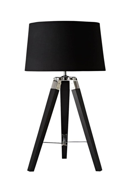 ValueLights Clipper Black And Chrome Tripod Table Lamp Black Shade