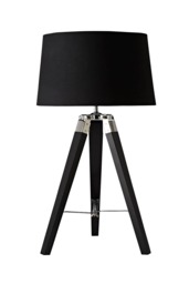 ValueLights Clipper Black And Chrome Tripod Table Lamp Black Shade