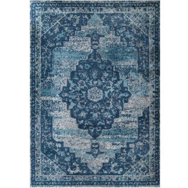 KUKOON Navy Blue Traditional Medallion Bordered Living Area Rug 160cm x 230cm Blue