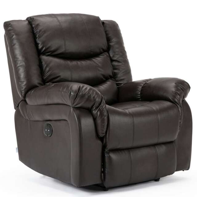 Seattle Electric Automatic Recliner Home Lounge Bonded Leather Chair (Brown)
