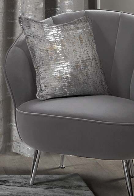 Metallic Distressed Velvet Cushion - 43cm x 43cm Blue