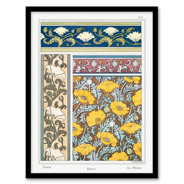 Maurice Pillard Verneuil Framed Wall Art Print Poppy Flower Patterns Home Décor