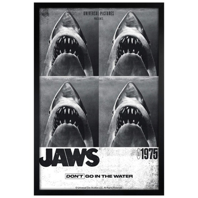 Black Wooden Framed Jaws 1975 Poster Maxi Poster Multi