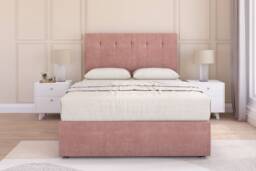 Sloomy Highbury Pink Plush Divan Bed Base 2 Drawers Same Side With 54 Inch Floor Standing Headboard Pink Pink Small Single 1