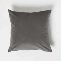 Homescapes Grey Velvet Cushion - 45 x 45 cm Grey 45 x 45 cm 1