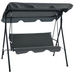 Outsunny Outdoor Metal Hammock Swing Chair 3-Seater Patio Bench Garden Grey Grey Grey L