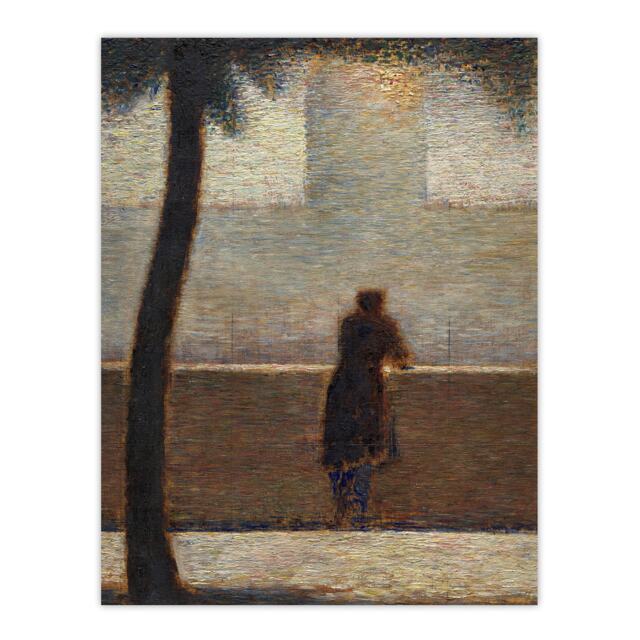 "Man Leaning on a Parapet Seurat Vintage Wall Art Poster Print 12X16"""
