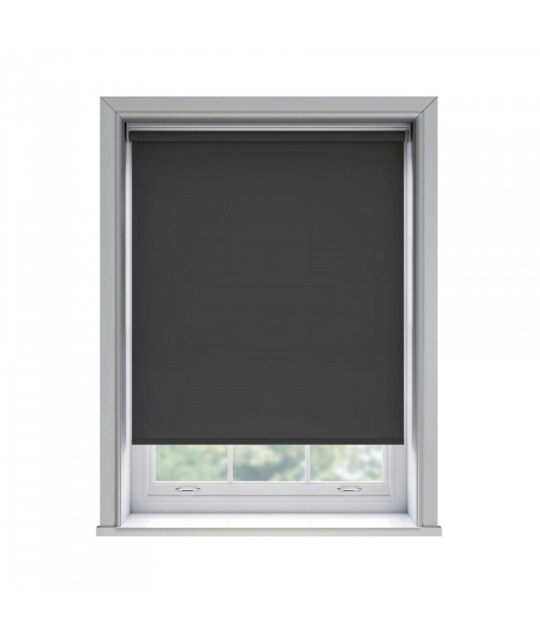 180cm No Drill Black Thermal Blackout Roller Blind (170cm Drop) Black