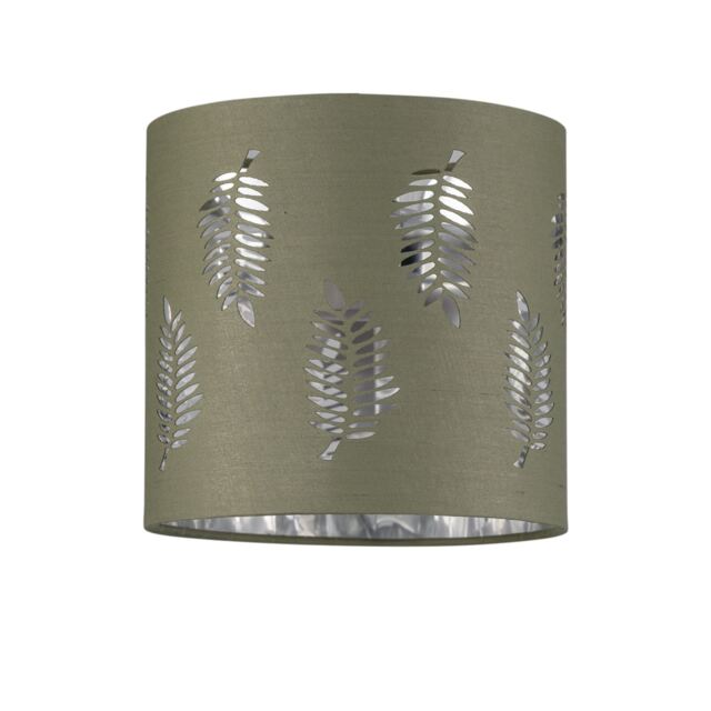 Fern - Sage Green Cut Out 15.5cm Table Lamp Shade Green Silver Small 1