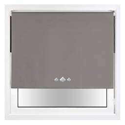 Blackout Roller Blind Diamond Eyelet Metal Fittings Grey Dark Grey