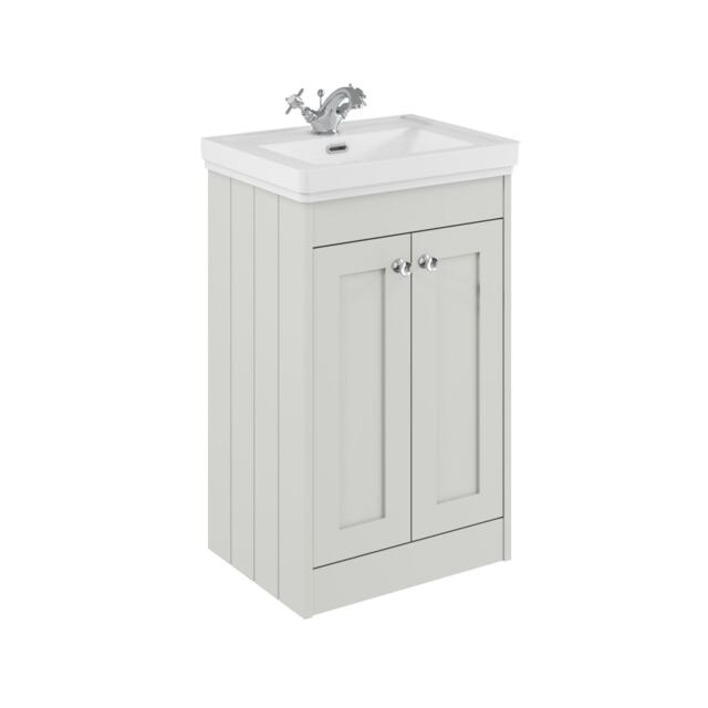 Balterley Floor Standing 2 Door Unit with Classic Basin 1 Tap Hole White 800 x 500 x 390mm