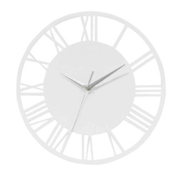 Living and Home Silent Round Wood Wall Clock Roman Numeral - White