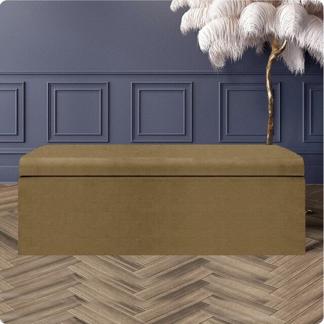 180cm Large Plain Safar Storage Ottoman Box, Brown Naples Upholstered Deep Storage Ottoman End of Bed Bench