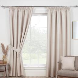 Eclipse Pencil Pleat Blackout Curtains - Beige - 229cm x 229cm