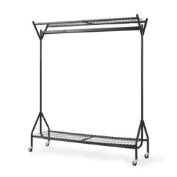 House of Home Clothing Rail Heavy Duty Hanging Clothes Shoe Hat Rack Shelves With Wheels 4ft x 5ft Black