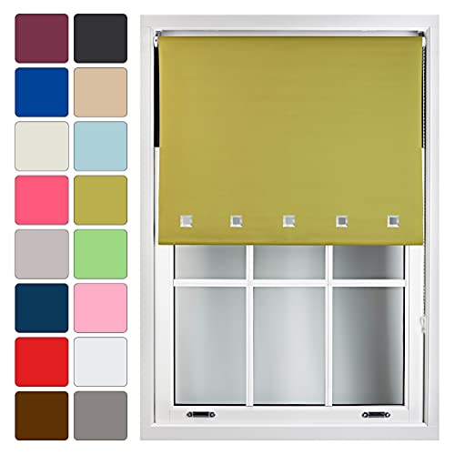 FURNISHED Blackout Roller Blinds with Square Eyelets Cut to Size Easy Fit Window Shade Green Green (W) 240cm x (L) 165cm