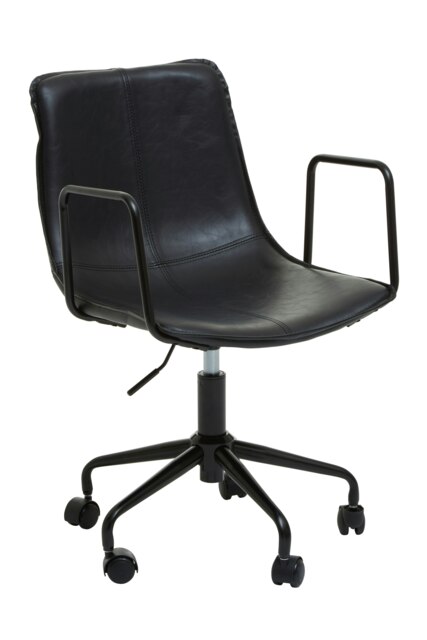 Orsina Claw Base Black Leather Home Office Chair, Upholstered Seat Of Office Chair, Height Adjustable Swivel Chair