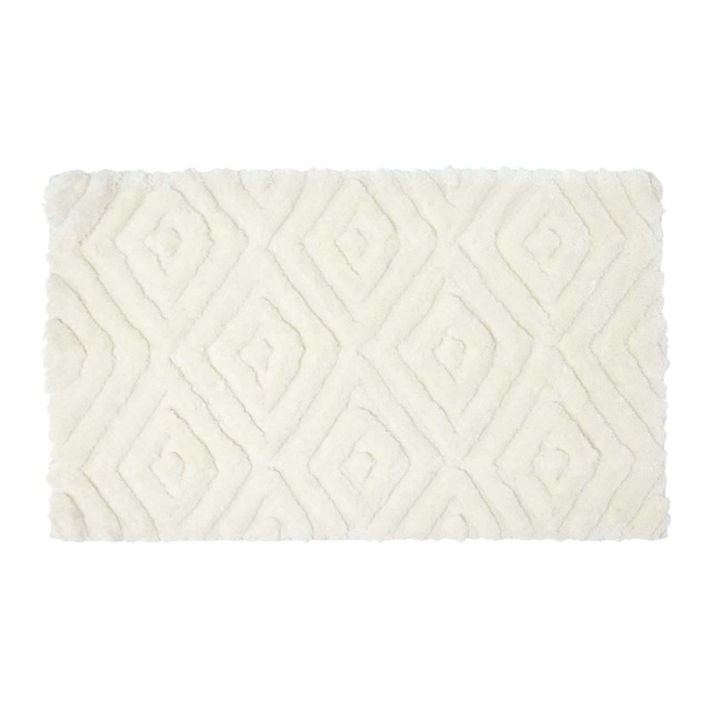 Homescapes Ikat Pattern Bath Mat White 50 x 80 cm