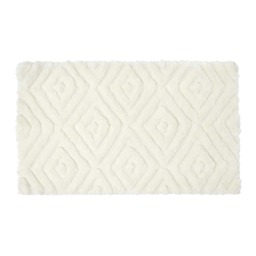 Homescapes Ikat Pattern Bath Mat White 50 x 80 cm