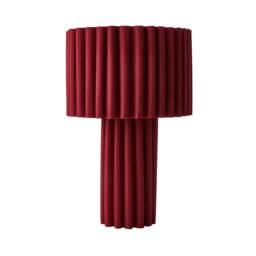 ValueLights Lenny Burgundy Colour Drench Ribbed Table Lamp
