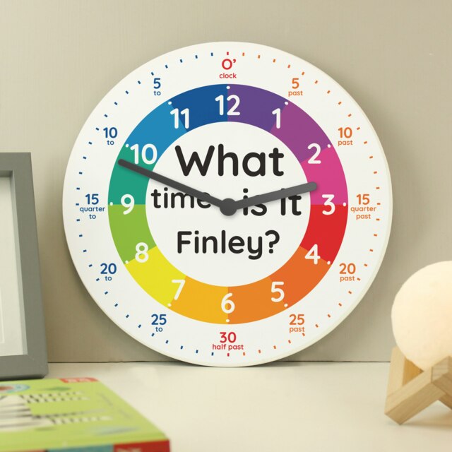Personalised What Time Is It? Wooden Clock White