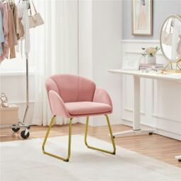 Yaheetech Flower Shape Velvet Armchair with Golden Metal Legs