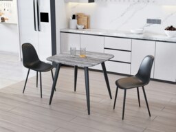 Aspen Grey Oak Effect 80cm Square Dining Table with 2 Moulded Curve Design Chairs - Compact Kitchen and Dining Set Grey Grey Oak Effect One Size 1