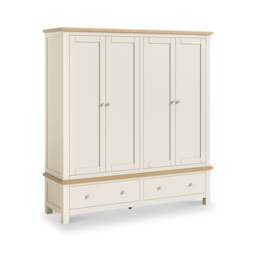 Farro Cream 4 Door Wardrobe with 2 Drawers - By Roseland Furniture