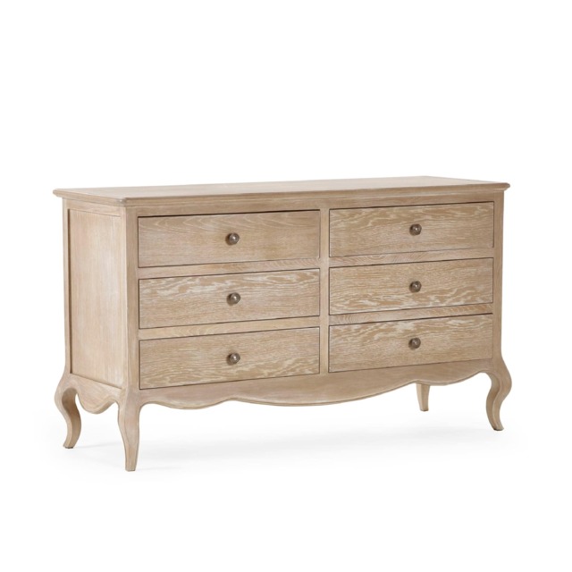 Premium Amara 6 Drawer Wide Chest - Limed Oak