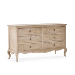 Premium Amara 6 Drawer Wide Chest - Limed Oak