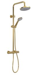 Balterley Pride Round Thermostatic Shower Kit with Fixed Head and Adjustable Handset Copper Brushed Brass 1