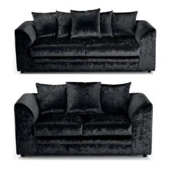 CHICAGO CRUSHED VELVET SOFA 3 SEATER IN BLACK