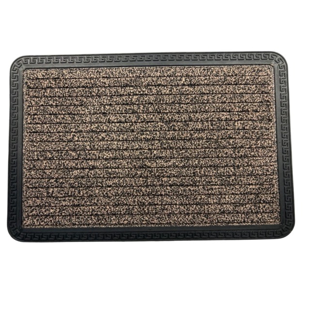 Door Mat - Brown - Low Profile 5mm Thick - Washable - Non Slip Rubber Backing - Heavy Duty - Indoor - 40cm x 60cm Brown 0.6M x 0.4M 1
