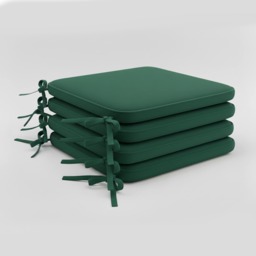 Foam Seat Pad with Ties Pack of 4 Comfortable Chair Cushion for Dining, Kitchen Garden Seating Green