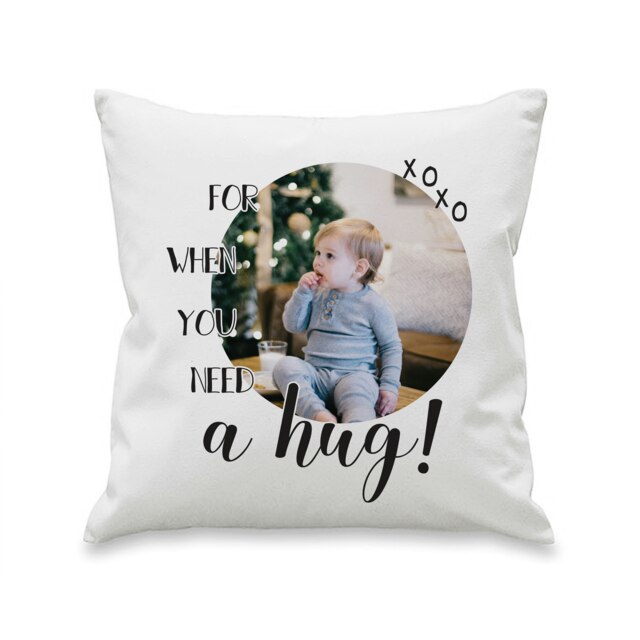 Personalised Need A Hug Photo Upload Cushion White
