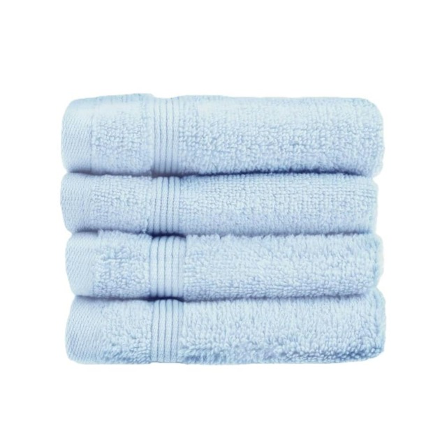 Zero Twist Egyptian Cotton Face Cloths Pack of 4 - Baby Blue