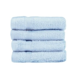 Zero Twist Egyptian Cotton Face Cloths Pack of 4 - Baby Blue