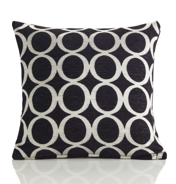 Geometric O Chenille 45cm x 45cm Black Cushion Set of 4 Black Cream 45cm x 45cm x 10cm 4