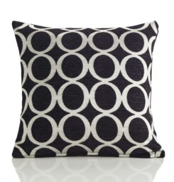 Geometric O Chenille 45cm x 45cm Black Cushion Set of 4 Black Cream 45cm x 45cm x 10cm 4