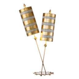 Nettle Luxe 2 Light Table Lamp Gold Leaf, Taupe, E27