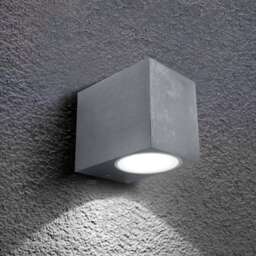 CGC Tiago Small Square Outdoor Wall Light, Grey Powder-Coated Aluminium, GU10 Grey Grey Length: 8 cm, Width: 6.8 cm, Depth: 9.2 cm