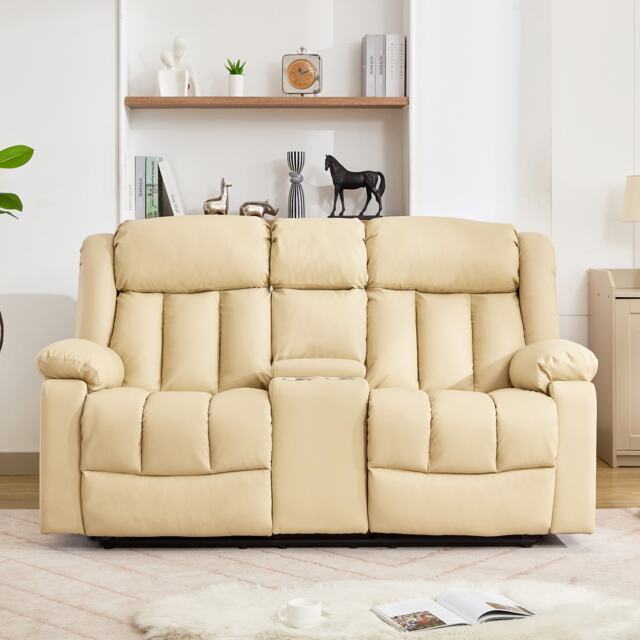Sheridan 2 Seat Manual Recliner Sofa with Central Console - Cream